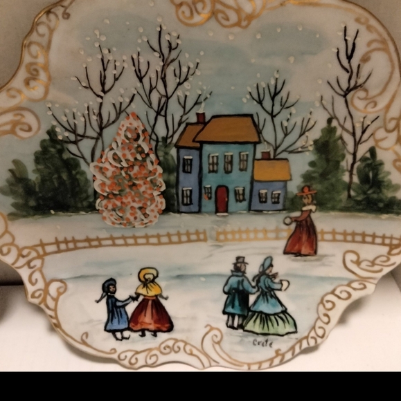 2 vintage Crate Hand Painted Display Wall Decor Plates/Holiday Decor - Picture 8 of 11
